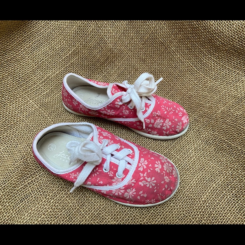 EUC JACADI Pink Floral Chic Sneakers 23 5